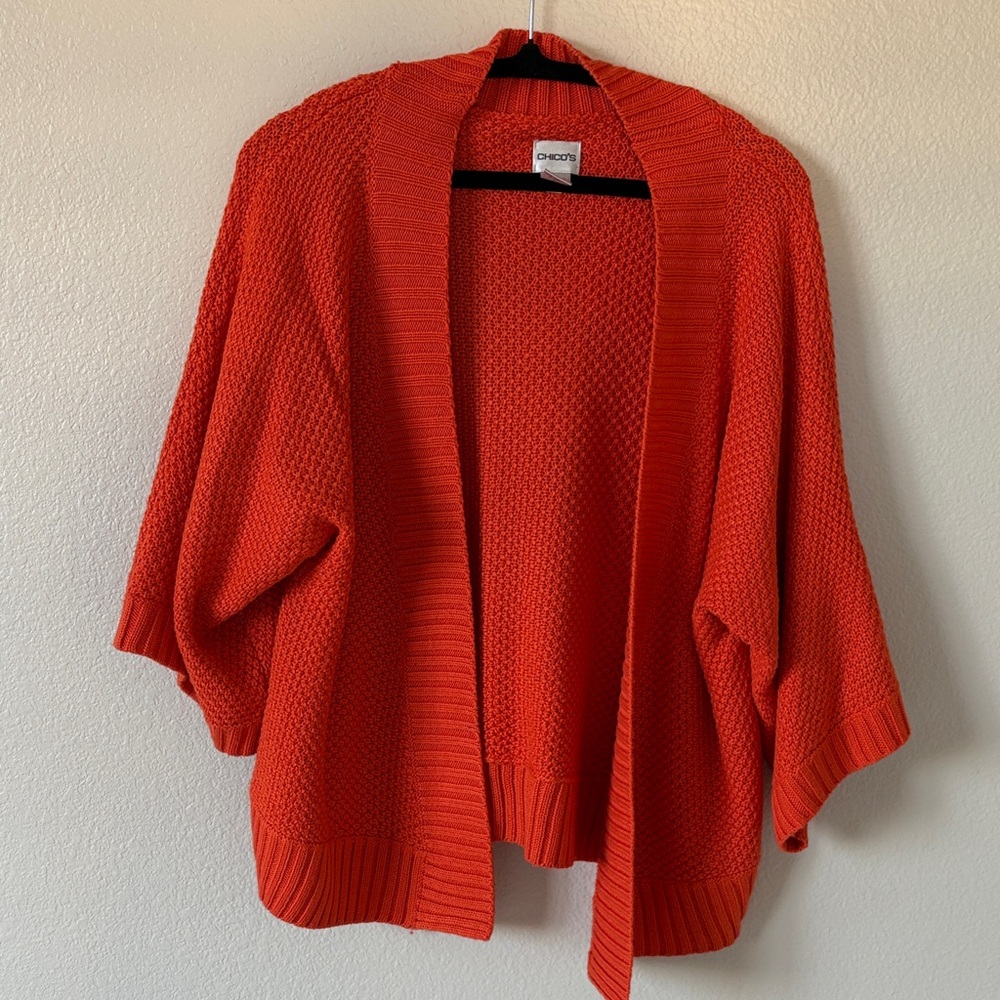 EUC Chico's Chunky Orange Cardigan